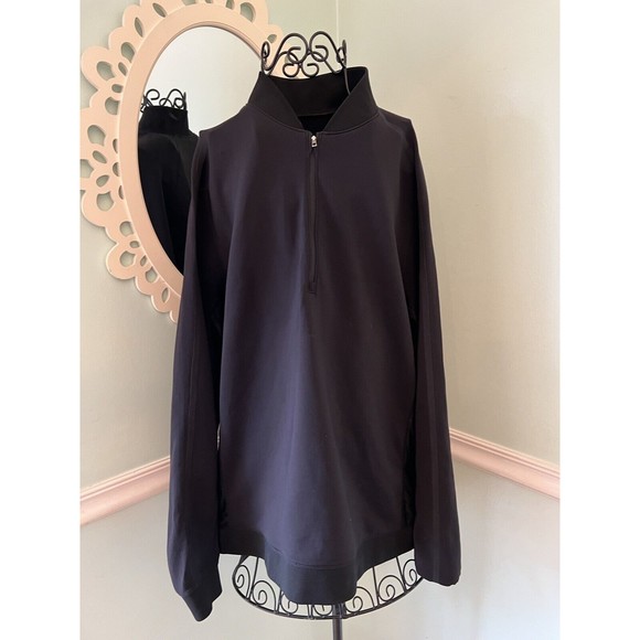 LULULEMON XXL Black Soft Shell Vented Commute 1/4 Zip Jacket Reflective Flap - Picture 1 of 8